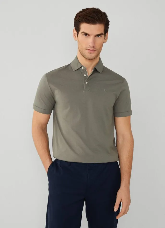 Men Polo Shirts Hackett London Classic Fit Pima Polo Khaki