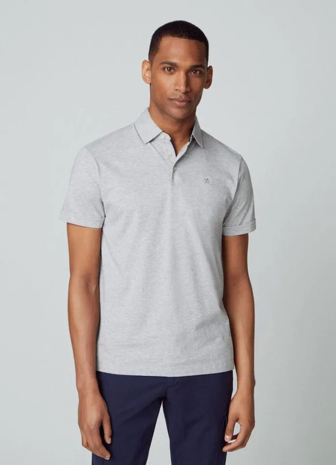 Men Polo Shirts Hackett London Classic Fit Pima Polo Light Grey Marl