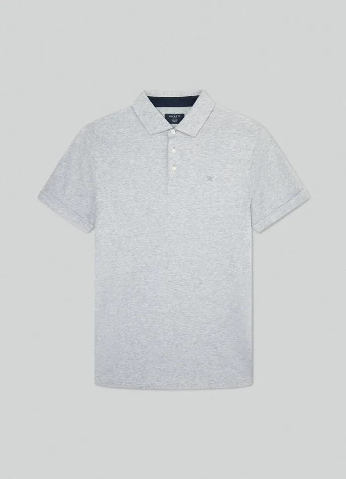 Men Polo Shirts Hackett London Classic Fit Pima Polo Light Grey Marl