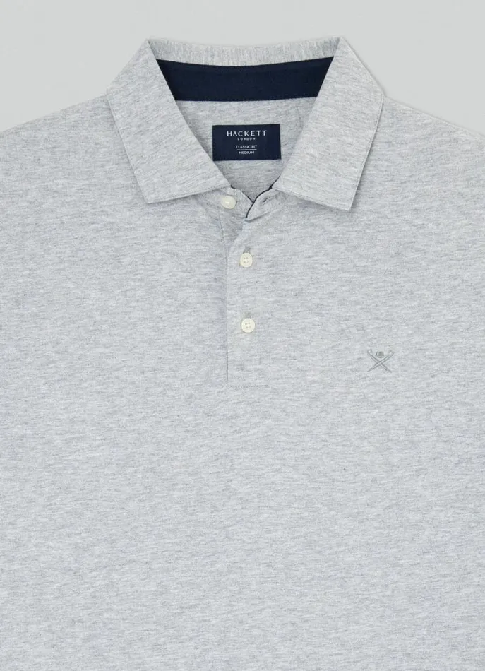 Men Polo Shirts Hackett London Classic Fit Pima Polo Light Grey Marl