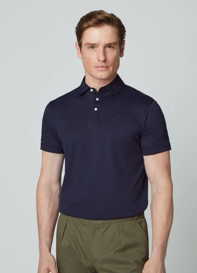Men Polo Shirts Hackett London Classic Fit Pima Polo Navy