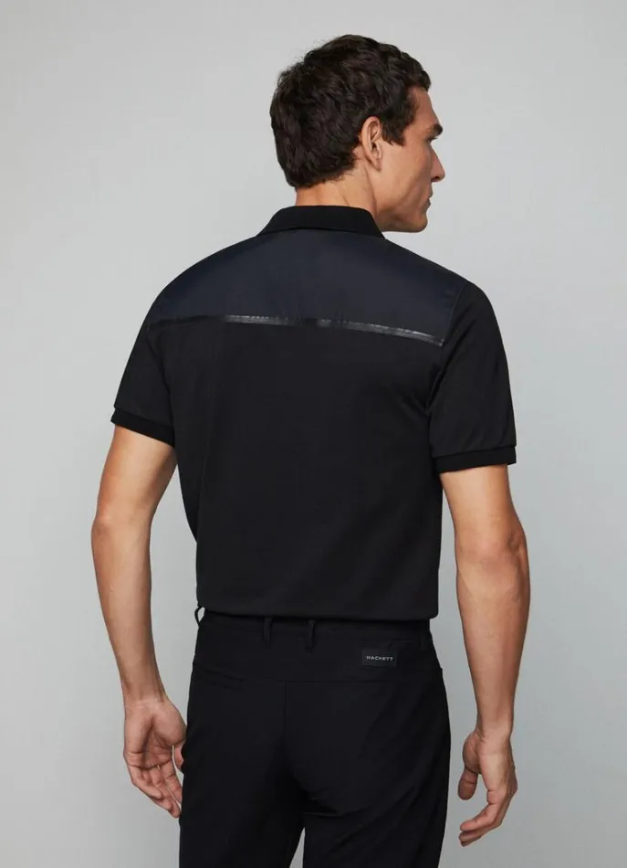 Men Polo Shirts Hackett London Slim Fit Half Zip Polo Black