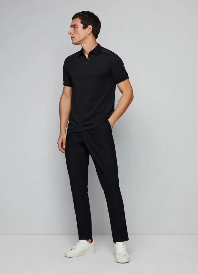 Men Polo Shirts Hackett London Slim Fit Half Zip Polo Black