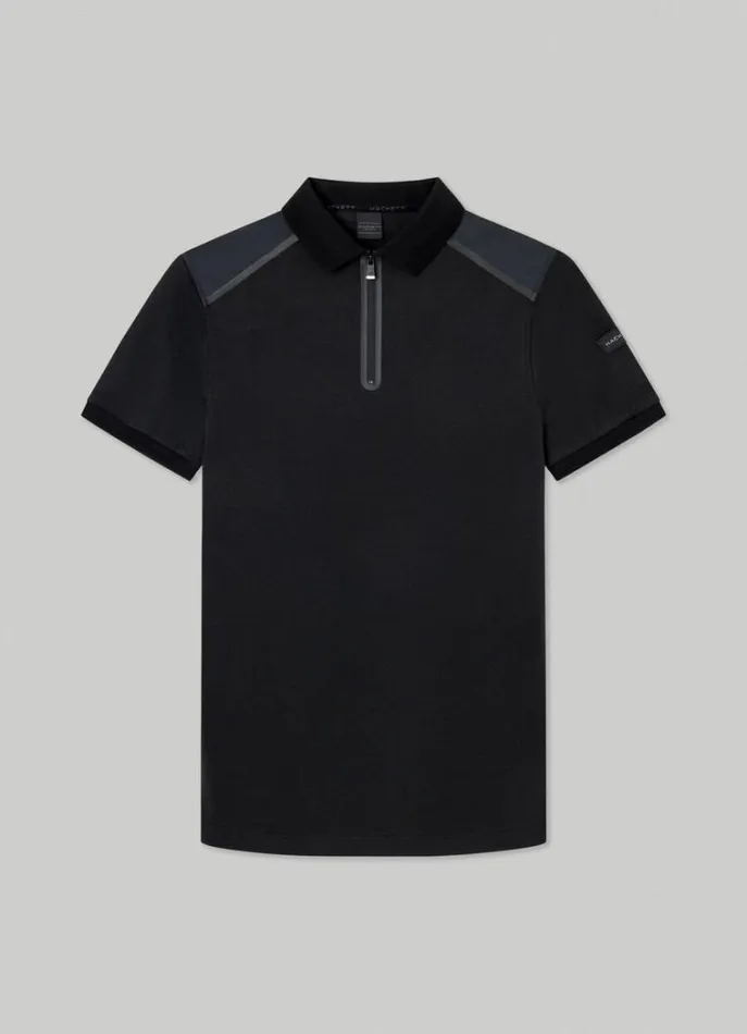 Men Polo Shirts Hackett London Slim Fit Half Zip Polo Black