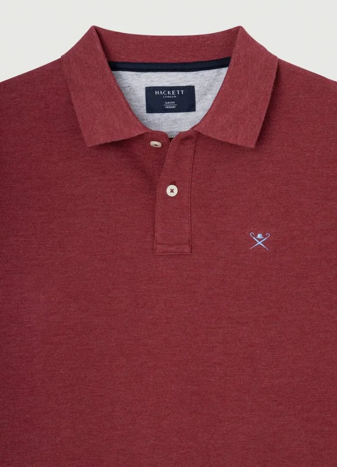 Men Polo Shirts Hackett London Slim Fit Pique Polo Shirt Dusty Red