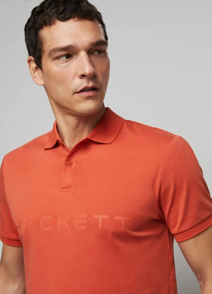 Men Polo Shirts Hackett London Slim Fit Stretch Polo Shirt Orange