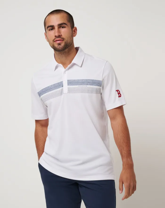 Men Polos TravisMathew BOSTON RED SOX TOP RECRUIT POLO White