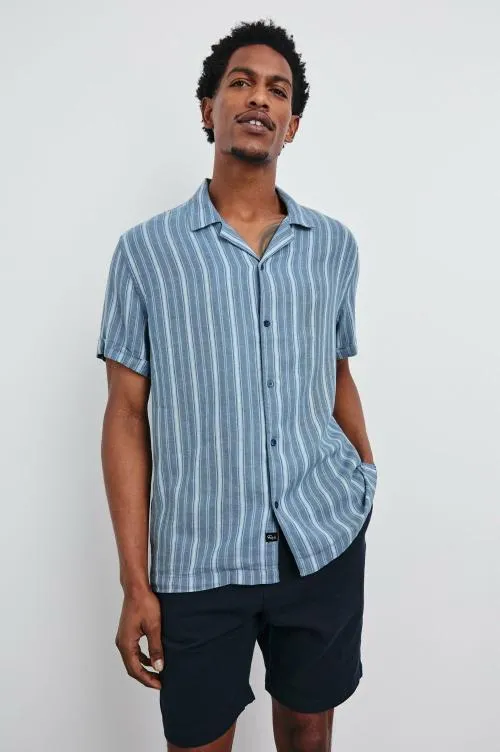 Men Rails Shirts Cayman Shirt Coastal Blue Stripe