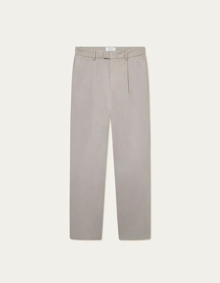 Men Reece Pleated Slub Suit Pants 8211 Light Sand Les Deux Pants