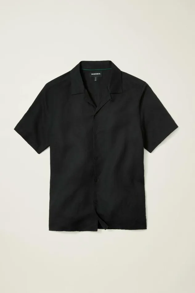 Men Riviera Cabana Shirt Jet Black Bonobos Short Sleeve Shirts
