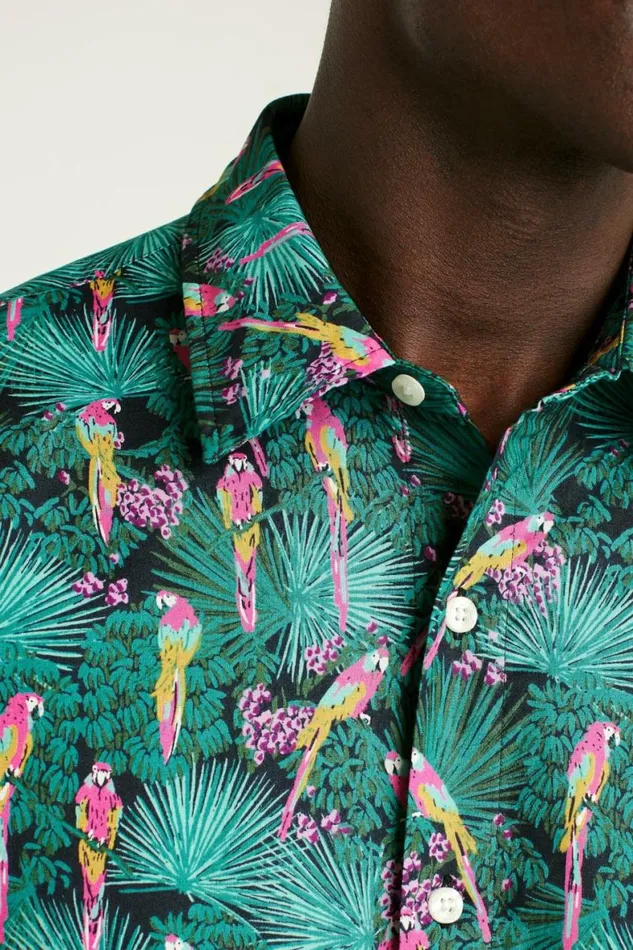 Men Riviera Short Sleeve Shirt Black Parrot Paradise Bonobos Short Sleeve Shirts