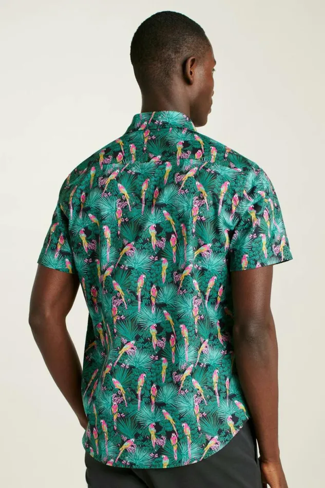 Men Riviera Short Sleeve Shirt Black Parrot Paradise Bonobos Short Sleeve Shirts