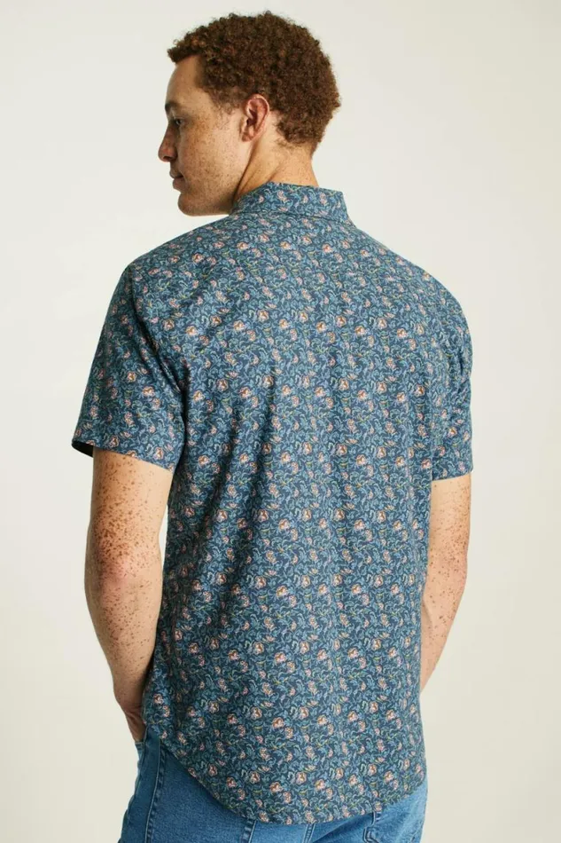 Men Riviera Short Sleeve Shirt Navy Blue Bird Floral Bonobos Short Sleeve Shirts