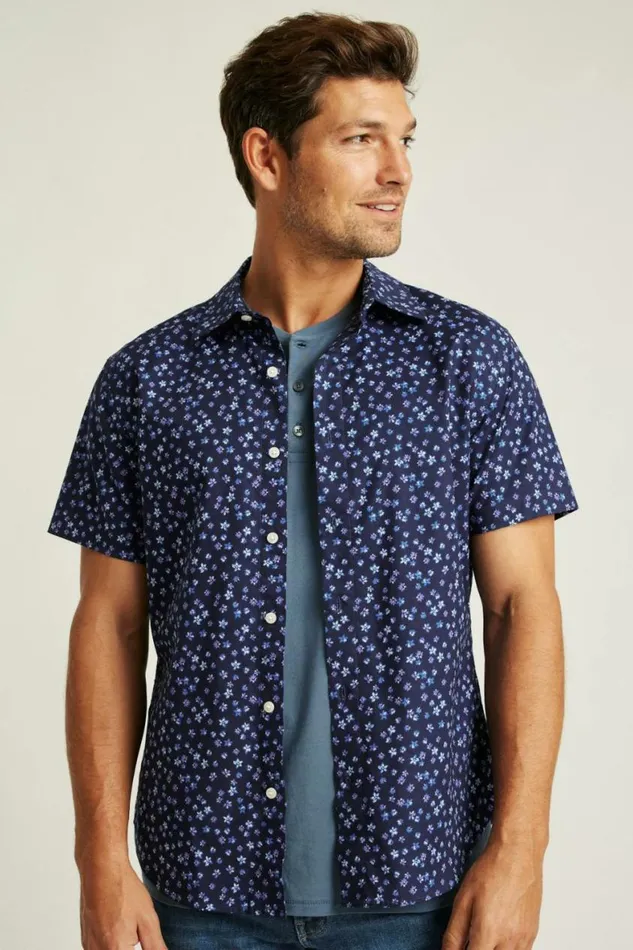 Men Riviera Short Sleeve Shirt Navy Petra Floral Bonobos Short Sleeve Shirts