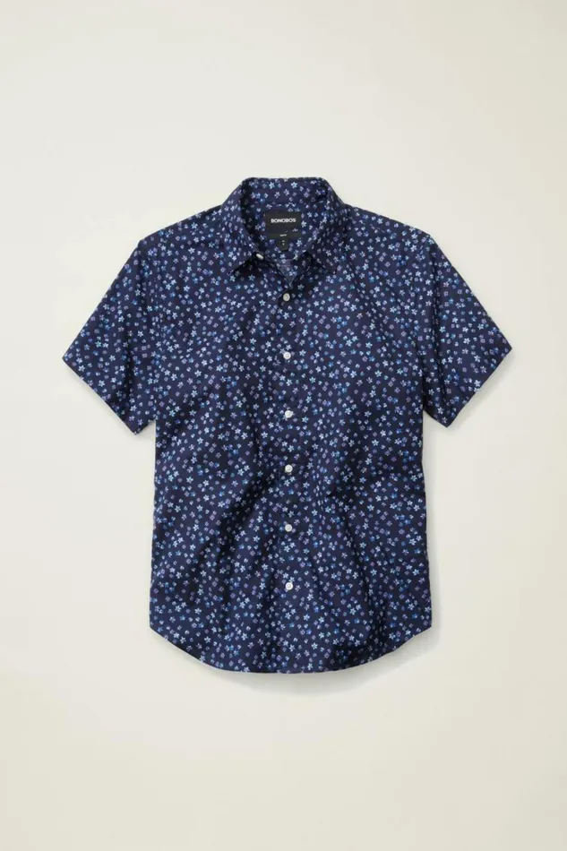 Men Riviera Short Sleeve Shirt Navy Petra Floral Bonobos Short Sleeve Shirts