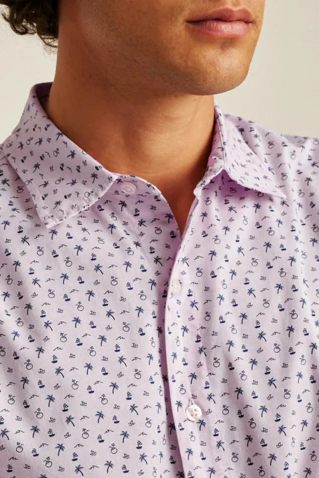 Men Riviera Short Sleeve Shirt Pink And Blue Honeymoon Bonobos Short Sleeve Shirts