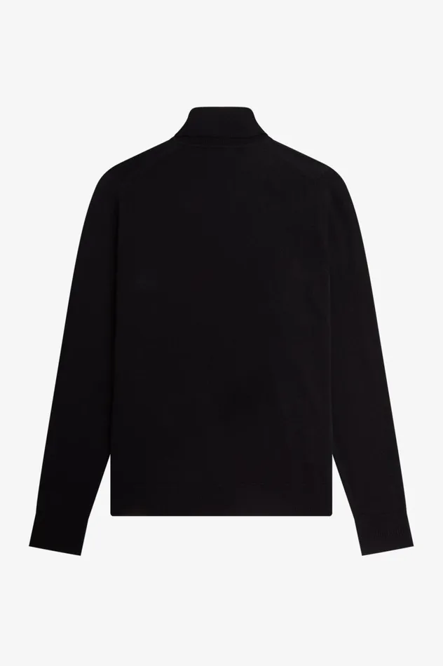 Men Roll Neck Jumper Black Fred Perry Knitwear