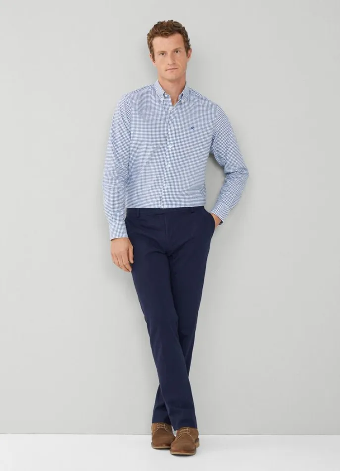 Men Shirts Hackett London Classic Fit Checked Shirt Cobalt