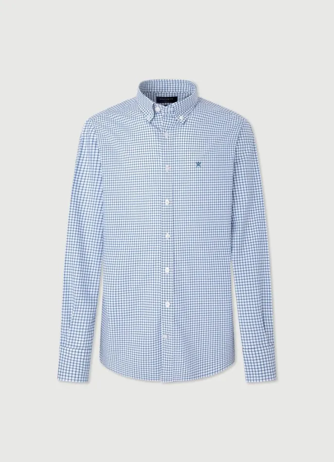 Men Shirts Hackett London Classic Fit Checked Shirt Cobalt