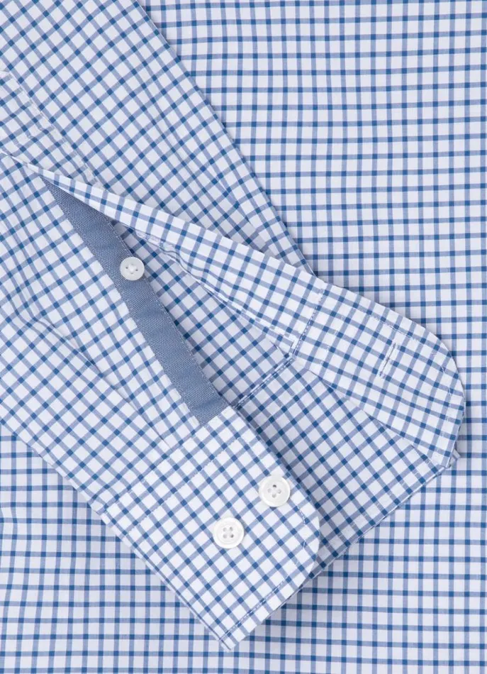 Men Shirts Hackett London Classic Fit Checked Shirt Cobalt