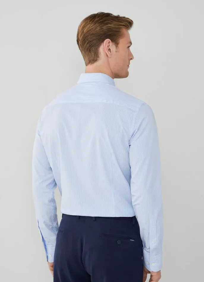 Men Shirts Hackett London Slim Fit Bengal Striped Shirt Sky Blue