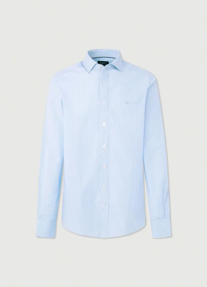 Men Shirts Hackett London Slim Fit Bengal Striped Shirt Sky Blue