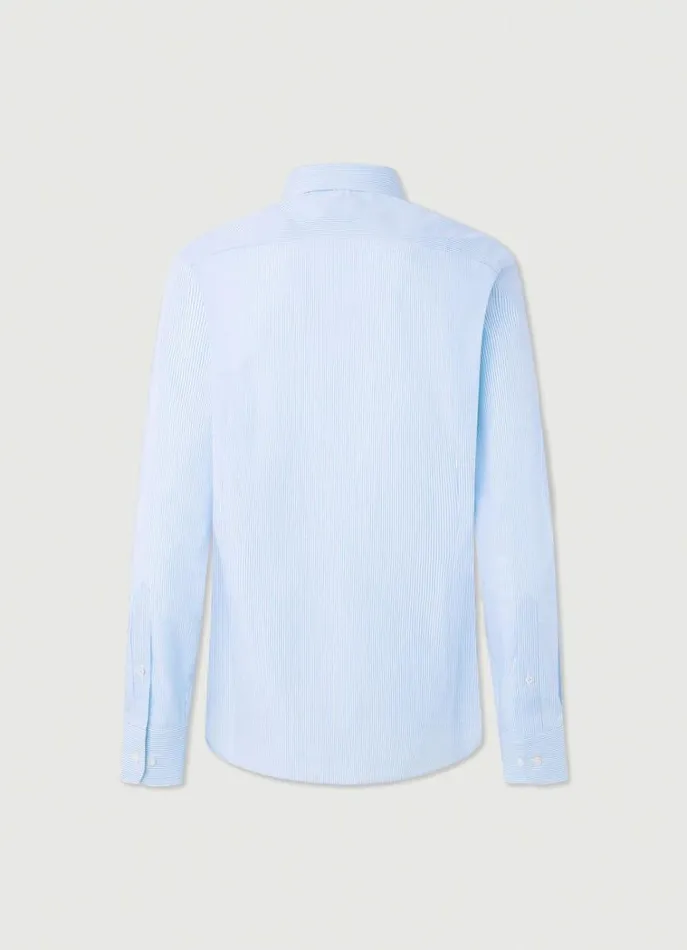 Men Shirts Hackett London Slim Fit Bengal Striped Shirt Sky Blue