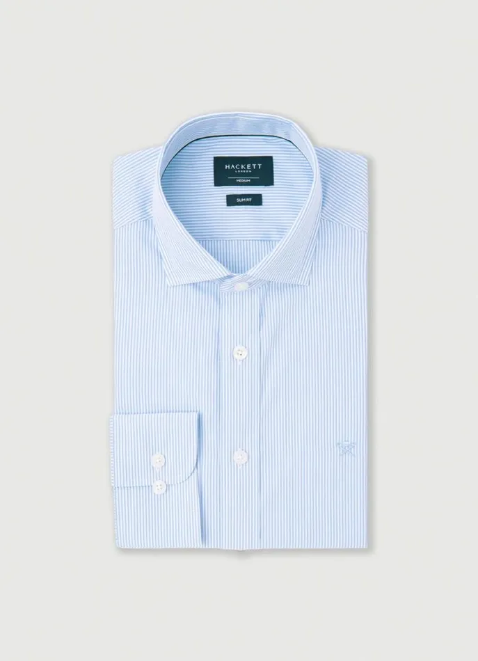 Men Shirts Hackett London Slim Fit Bengal Striped Shirt Sky Blue