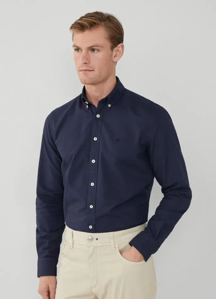 Men Shirts Hackett London Slim Fit Oxford Shirt Navy