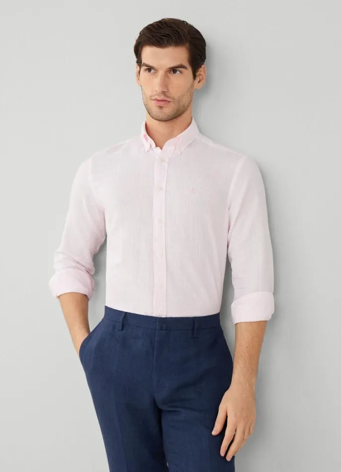 Men Shirts Hackett London Slim Fit Striped Shirt Light Pink