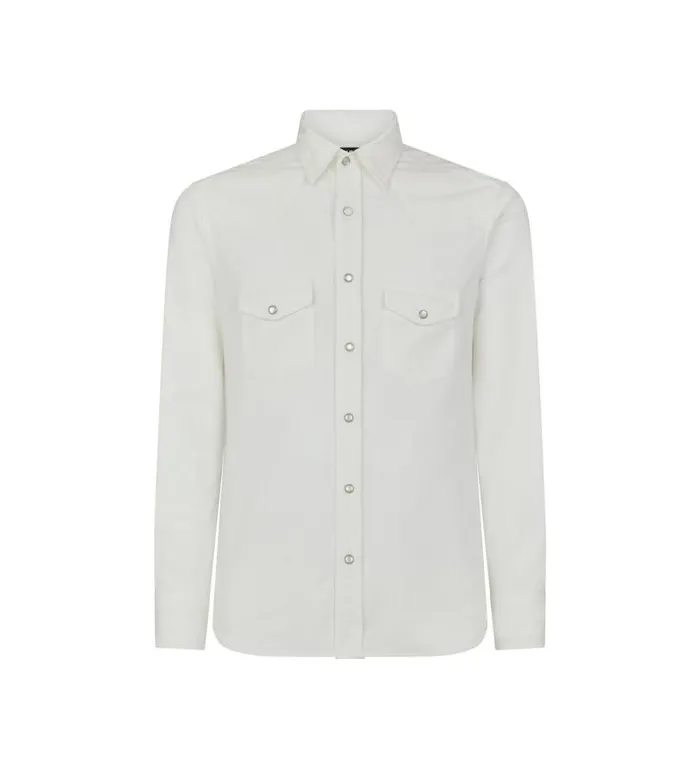Men Shirts Tom Ford Corduroy Western Shirt Vanilla Latte
