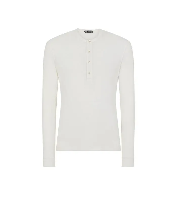 Men Shirts Tom Ford Lyocell Cotton Rib Henley