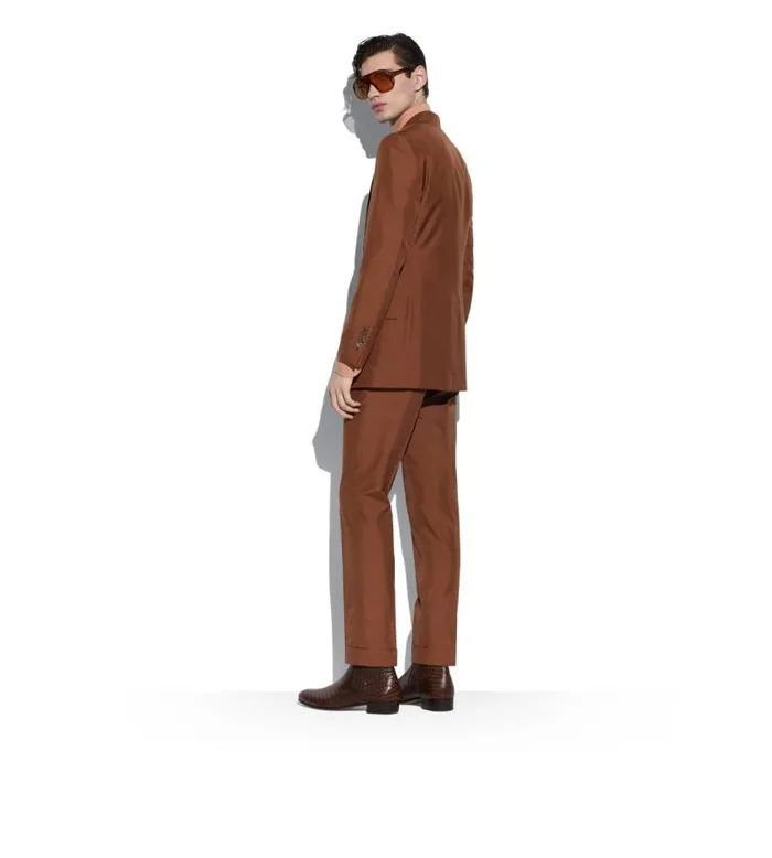 Men Shirts Tom Ford Viscose Silk Toile Slim Fit Shirt Nude