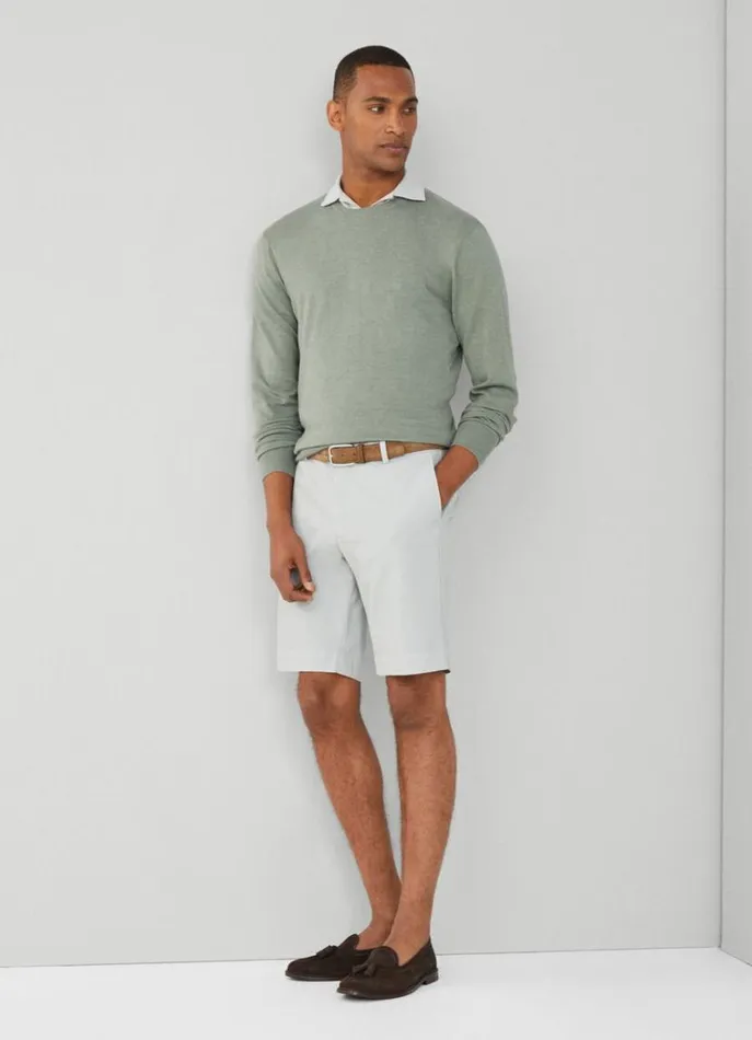 Men Shorts Hackett London Sanderson Piqu Cotton Bermuda Shorts Cement