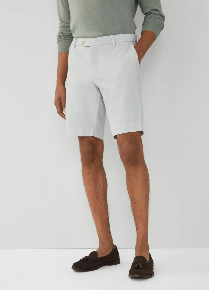 Men Shorts Hackett London Sanderson Piqu Cotton Bermuda Shorts Cement