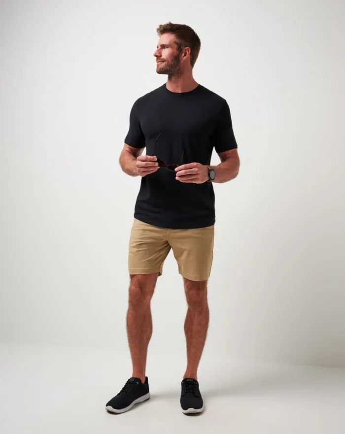 Men Shorts TravisMathew STRETCHKNIT SHORT 8IN Khaki