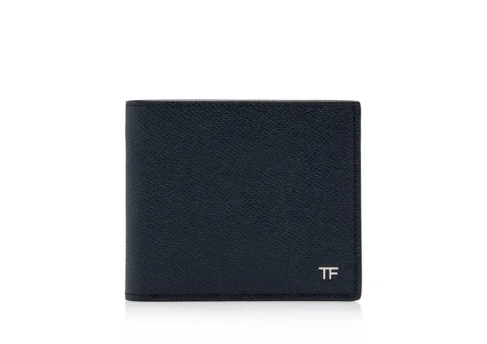 Men Small Leather Goods Tom Ford Small Grain Leather Bifold Wallet Midnight Blue