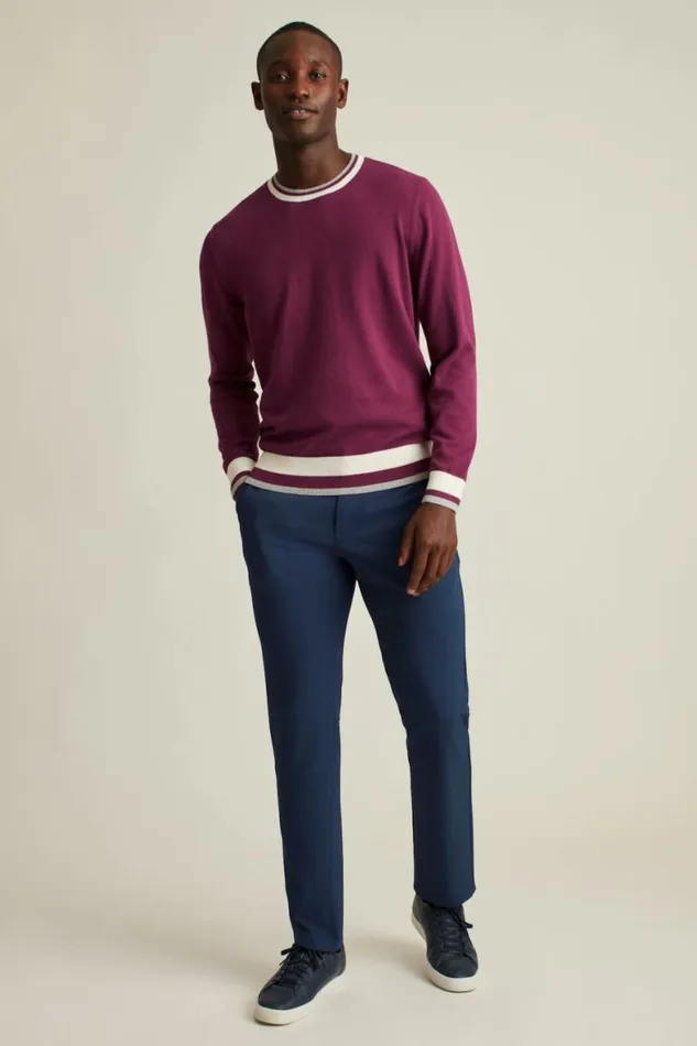 Men Soft Air Golf Sweater Burgundy With White Bonobos Crew and VNeck Sweaters