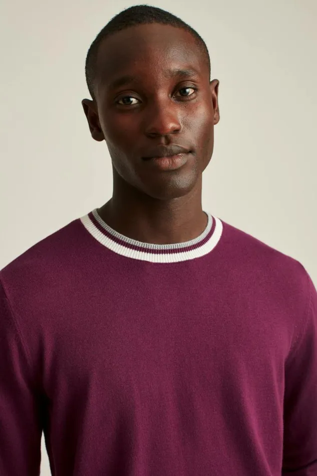 Men Soft Air Golf Sweater Burgundy With White Bonobos Crew and VNeck Sweaters
