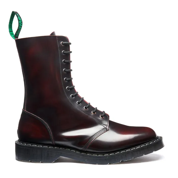 Men Solovair Astronaut Boots Burgundy RubOff 11 Eye Astronaut Boot