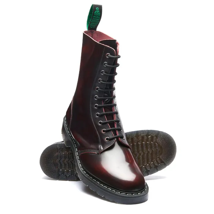 Men Solovair Astronaut Boots Burgundy RubOff 11 Eye Astronaut Boot
