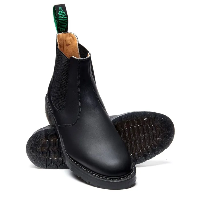 Men Solovair Chelsea Boots Black Greasy Dealer Boot