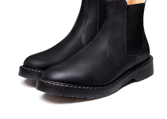 Men Solovair Chelsea Boots Black Greasy Dealer Boot