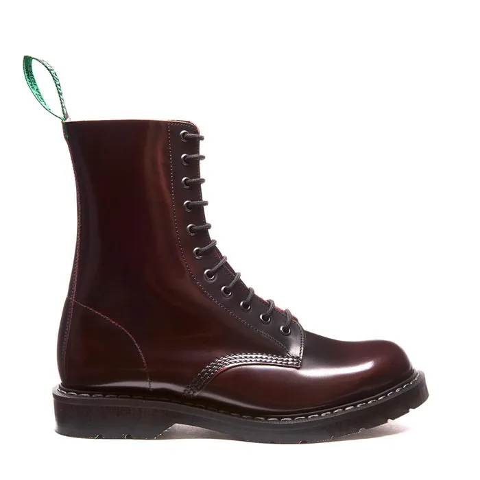 Men Solovair Derby Boots Burgundy RubOff 11 Eye Derby Boot
