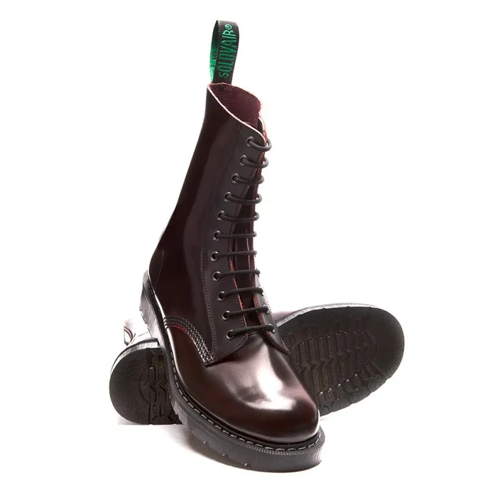 Men Solovair Derby Boots Burgundy RubOff 11 Eye Derby Boot