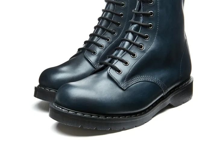 Men Solovair Derby Boots Navy Gaucho 8 Eye Derby Boot