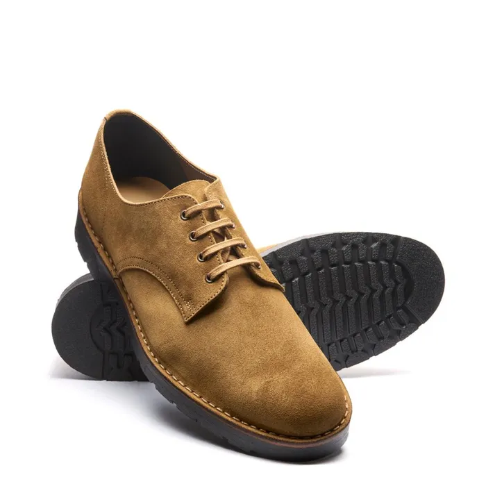 Men Solovair Gibson Shoes Tan Suede 4 Eye Gibson Shoe