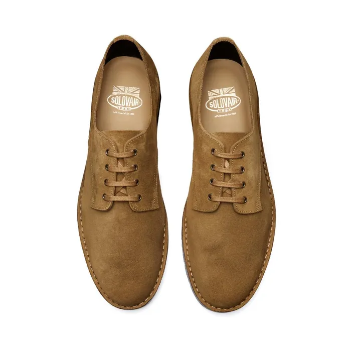 Men Solovair Gibson Shoes Tan Suede 4 Eye Gibson Shoe