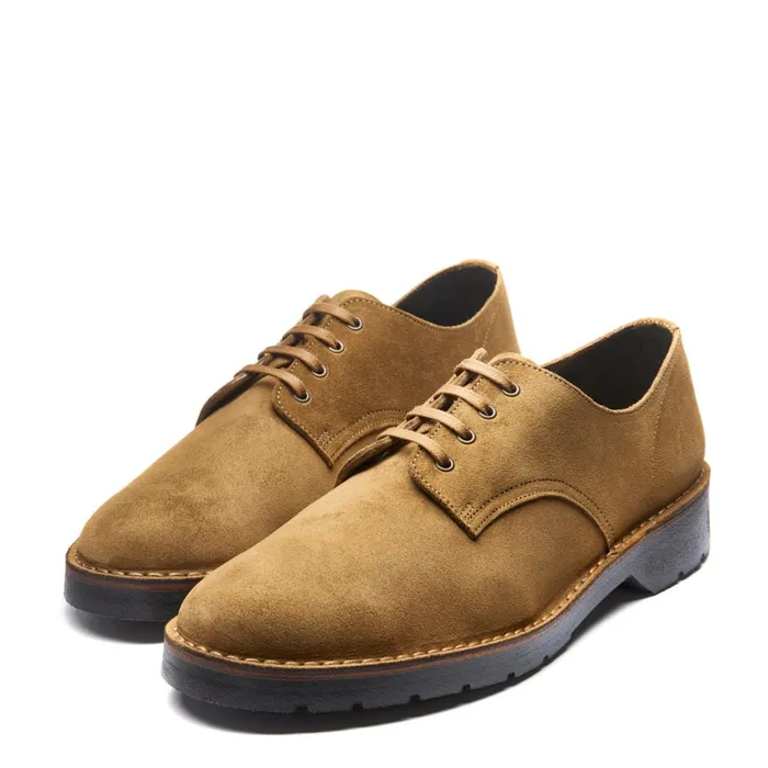 Men Solovair Gibson Shoes Tan Suede 4 Eye Gibson Shoe