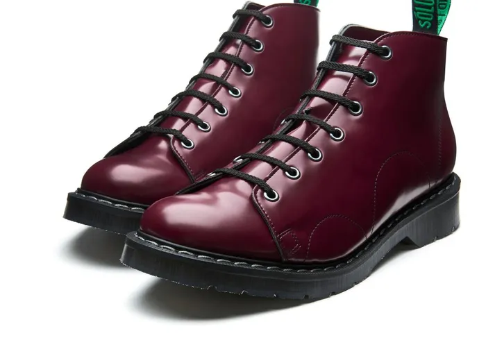 Men Solovair Monkey Boots Merlot Vegan HiShine Monkey Boot
